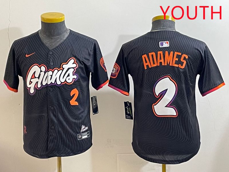 Youth San Francisco Giants #2 Adames Black Joint Name 2025 Nike MLB Jersey style 6